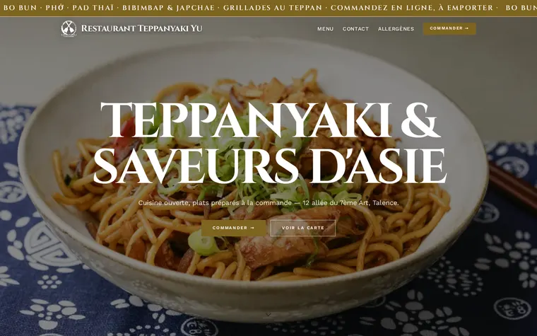 La page d’accueil de yu-teppanyaki.fr, sur ordinateur et sur téléphone.